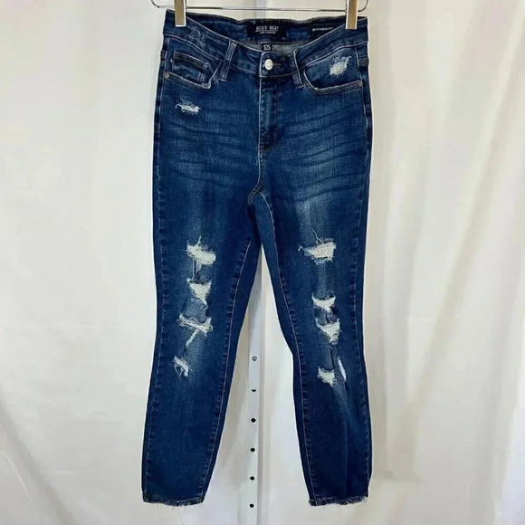 Judy Blue Boyfriend Fit Size 1|25 Distressed Jeans Denim Casual Festival Rodeo C - Picture 2 of 15